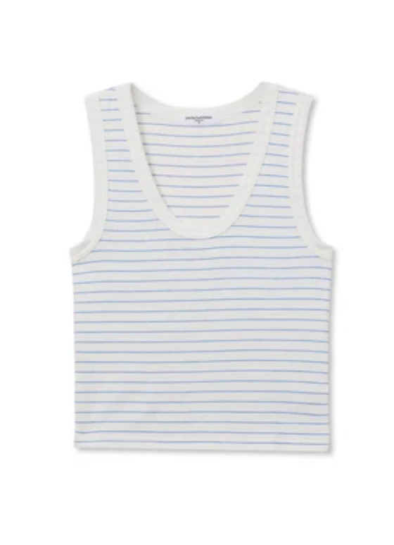 KENDRA BRUSHED SWEATER TANK IN PACIFIF STRIPE