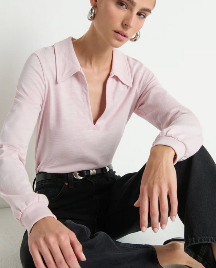 KIMBERLY POLO TEE IN BLUSH