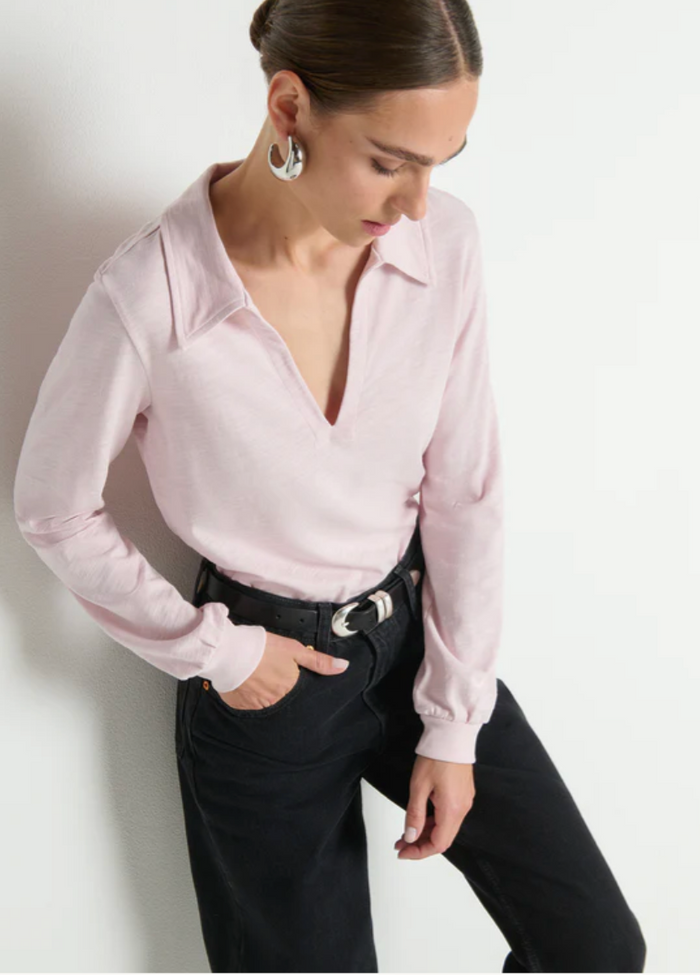 KIMBERLY POLO TEE IN BLUSH