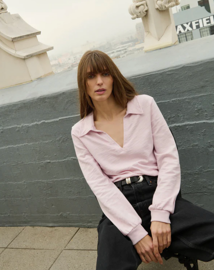 KIMBERLY POLO TEE IN BLUSH