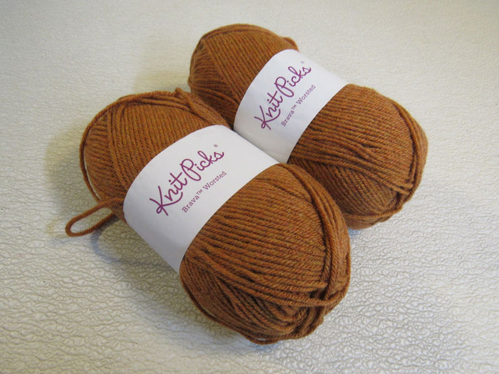 Knit-Picks-Brava-Worsted-Yarn-Persimmon-2-Skeins-218-Yards-Each-Golden-Brown-126 1