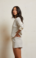 LAYLA FRENCH TERRY SHORT IN NATURAL/NIGHT STRIPE