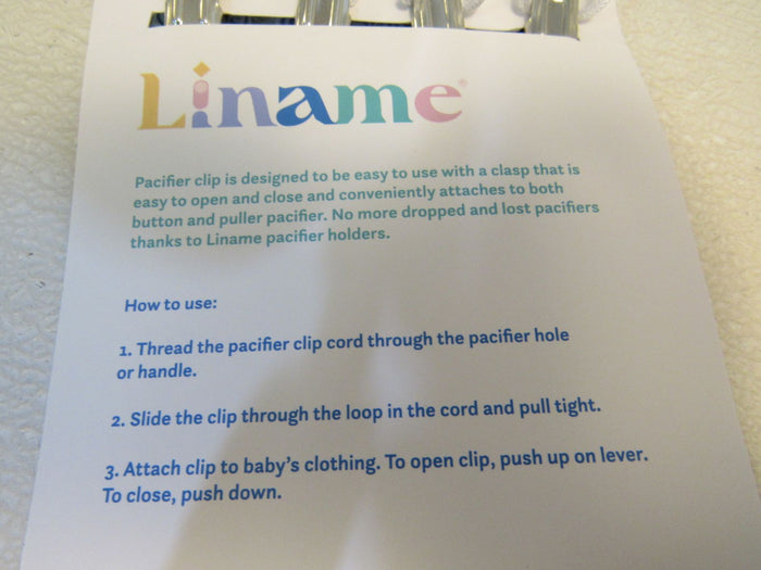 Liname-Pacifer-Clips-Lot-of-4-Multicolored-10-in-Tested-For-Saftey-184 6