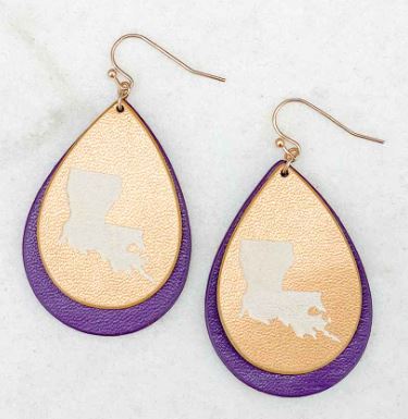 NolaCajun Louisiana Pride Earrings Purple and Gold Louisiana Tiger Spirit Jewelry New Orleans