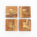 NolaCajun Louisiana Wood Coasters Natural Brass Set of 4 Louisiana Cajun Decor New Orleans