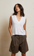 LUCY S/S TEE IN POLY LINEN - NATURAL