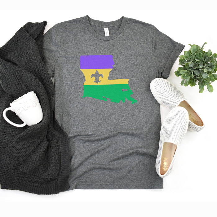 NolaCajun Mardi Gras Louisiana Flag Tshirt Color View Louisiana Mardi Gras Gift