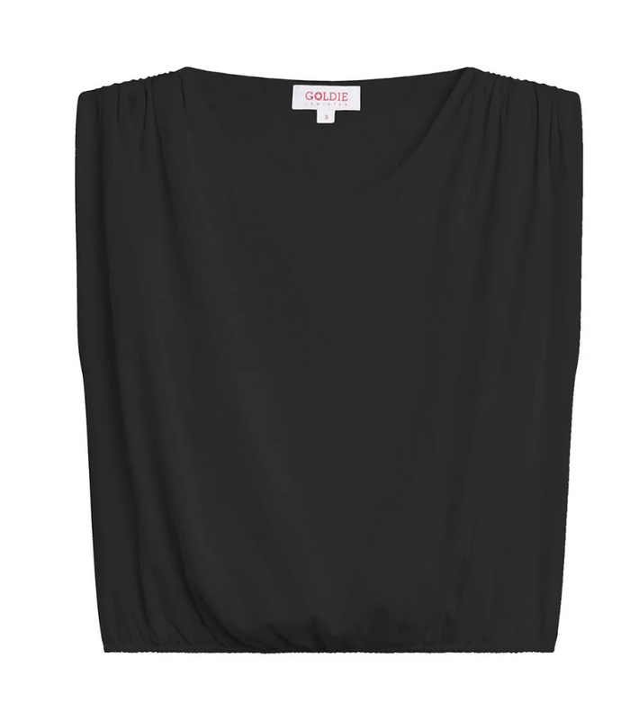 MARIANA CROPPED RUCHED TOP IN BLACK