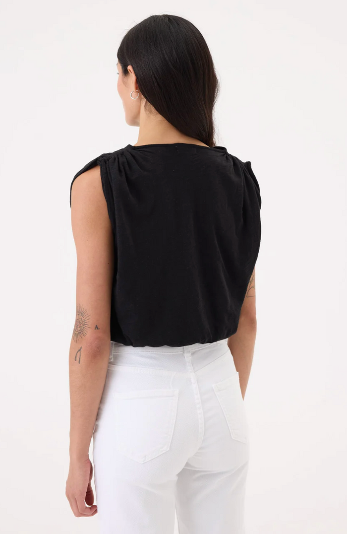MARIANA CROPPED RUCHED TOP IN BLACK