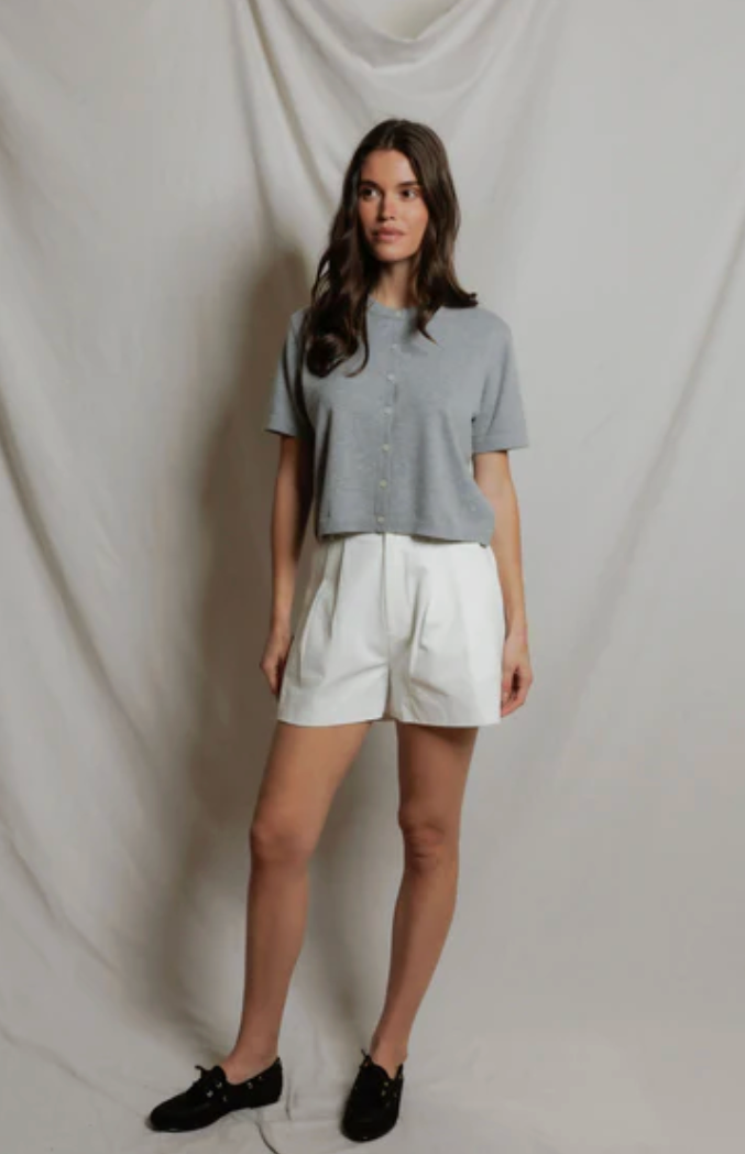 MAUDE COTTON S/S CARDIGAN IN WHITE