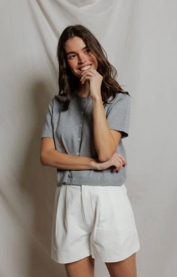 MAUDE COTTON S/S CARDIGAN IN WHITE