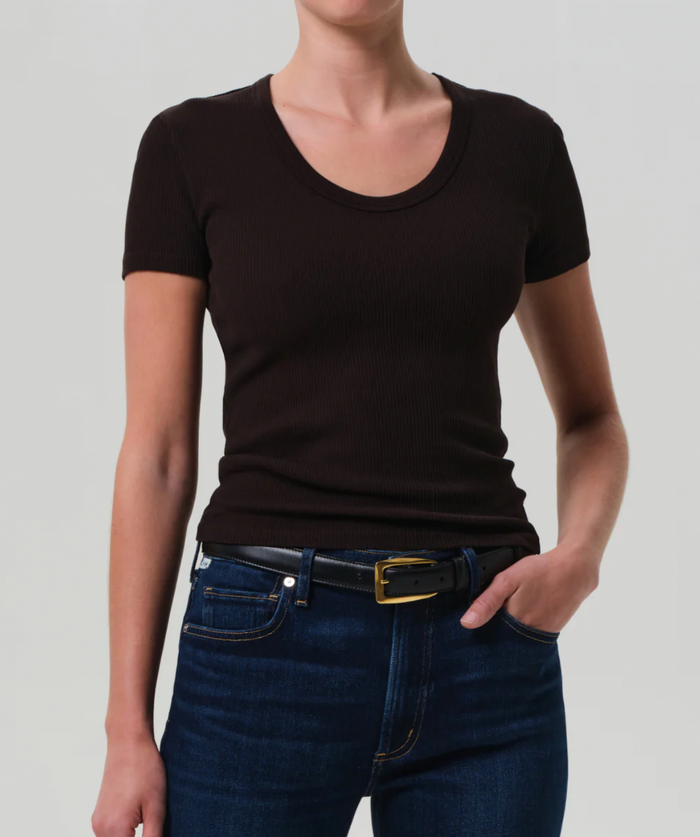 MAUDE U NECK TEE IN COCA