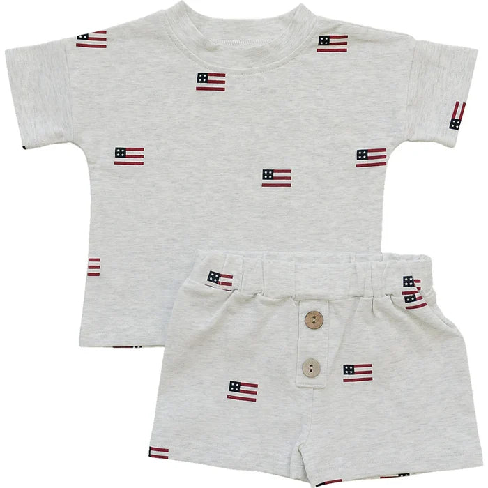 Mebie Baby Flag Button Short Set