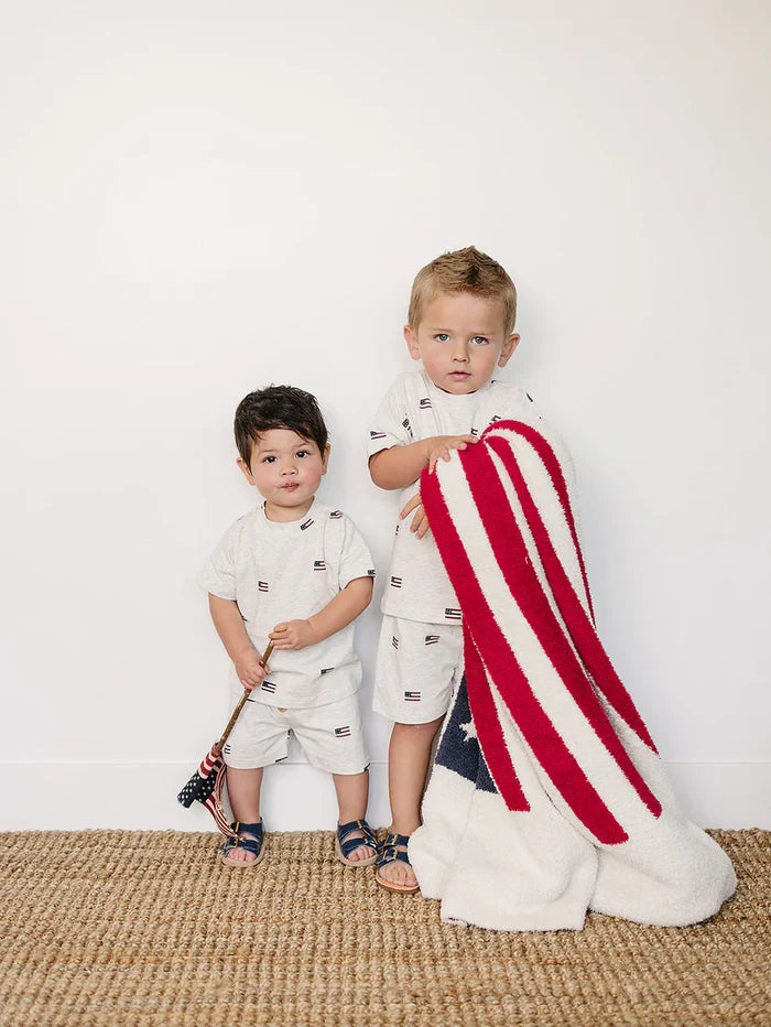 Mebie Baby Flag Button Short Set