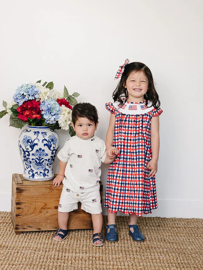 Mebie Baby Flag Button Short Set