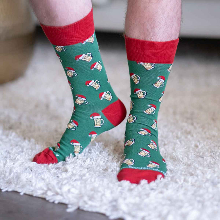 NolaCajun Mens Christmas Beer Cheers Socks Louisiana Cajun Holiday Socks New Orleans
