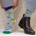 NolaCajun Mens Here for the King Cake Socks Louisiana Mardi Gras Novelty Socks New Orleans
