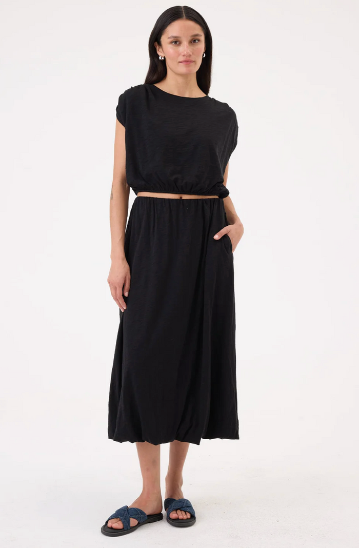 MIDI BUBBLE SKIRT IN BLACK