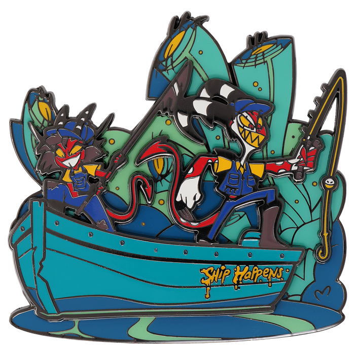 Millie and Blitz in a Boat - JUMBO Pin