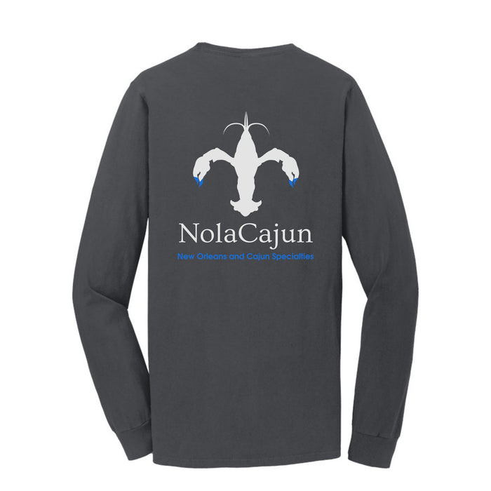 NolaCajun Long Sleeve Logo Tshirt Green Back View Louisiana Cajun Pride New Orleans