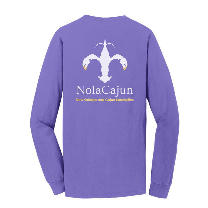 NolaCajun Long Sleeve Logo Tshirt White Back View Louisiana Cajun Pride New Orleans