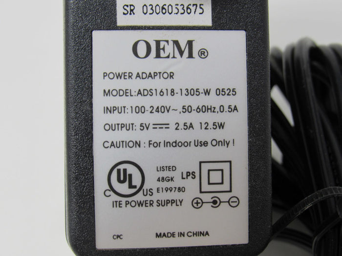 OEM-Power-Adapter-Output-5V-Input-100-240V-50-60Hz-AD51618-1305-W-0525-276 4