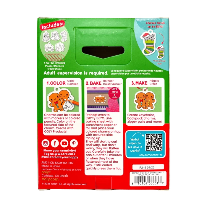 OOLY Mini Shrink-Its! Diy Shrink Art Kit - Holly Jolly
