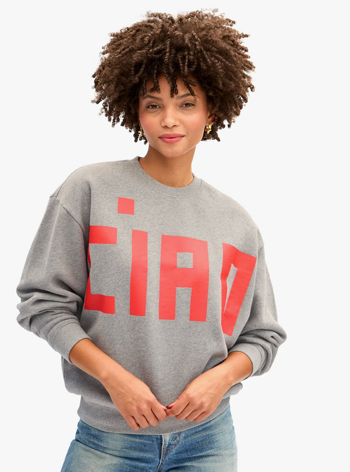 OVERSIZED SWEATSHIRT - GRAND BLOCK CIAO IN GREY MELANGE