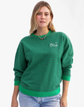 OVERSIZED SWEATSHIRT - STRIPES IN GREEN/CHARCOAL