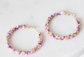 NolaCajun Paradise Beaded Hoop Earrings Purple Yellow White Louisiana Mardi Gras Jewelry New Orleans