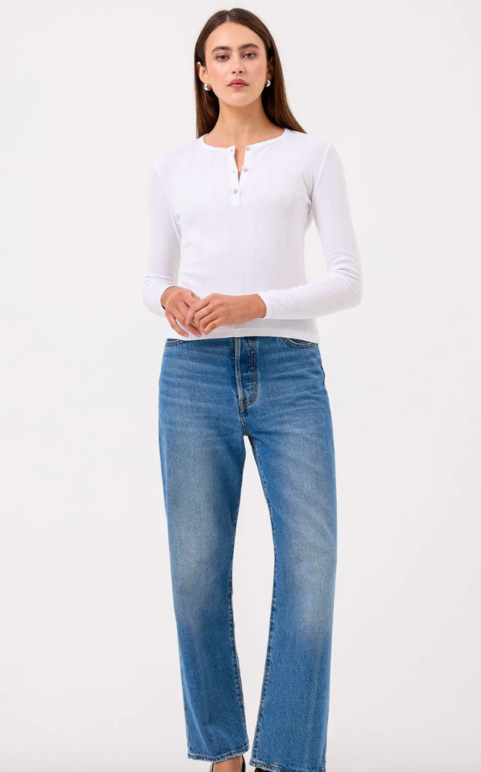 POINTELLE HENLEY IN WHITE