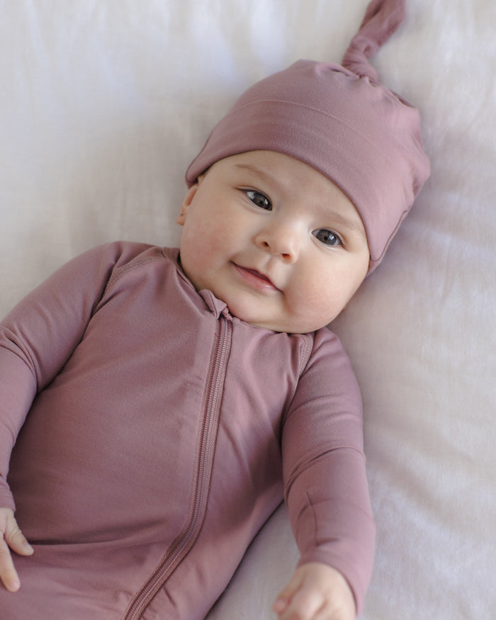 Quincy Mae Bamboo Knotted Baby Hat - Mulberry
