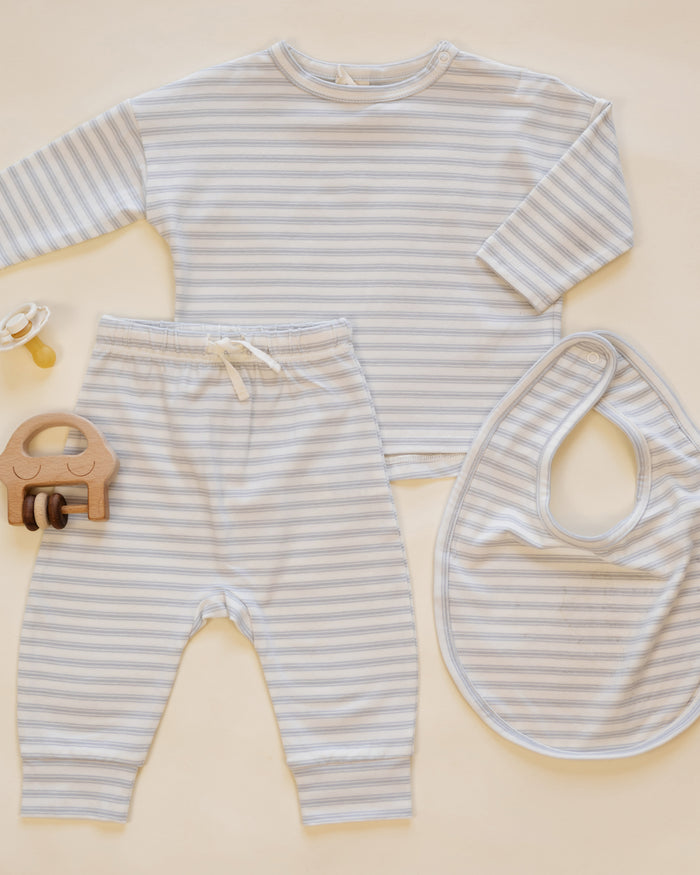 Quincy Mae Drawstring Pant - Cloud Stripe