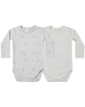 Quincy Mae Jersey Bodysuit, 2 Pack - Squirrel, Cloud Stripe