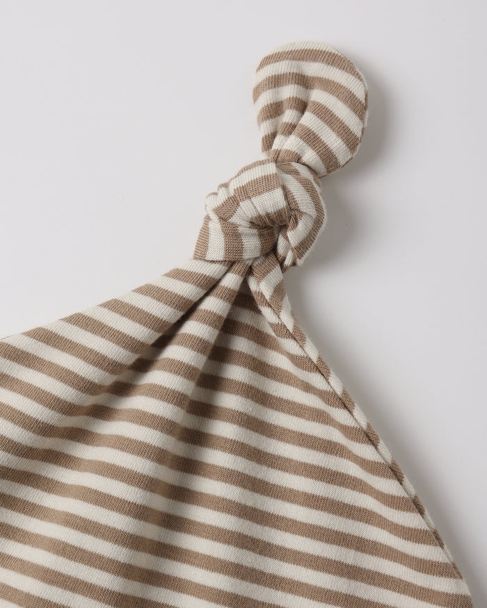Quincy Mae Knotted Baby Hat - Almond Stripe