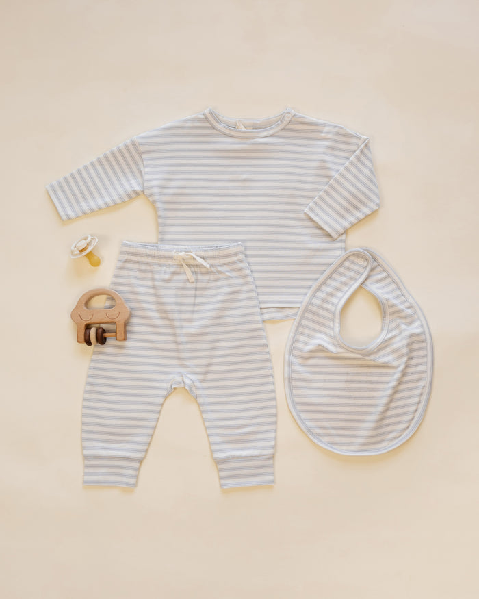 Quincy Mae Long Sleeve Tee - Cloud Stripe