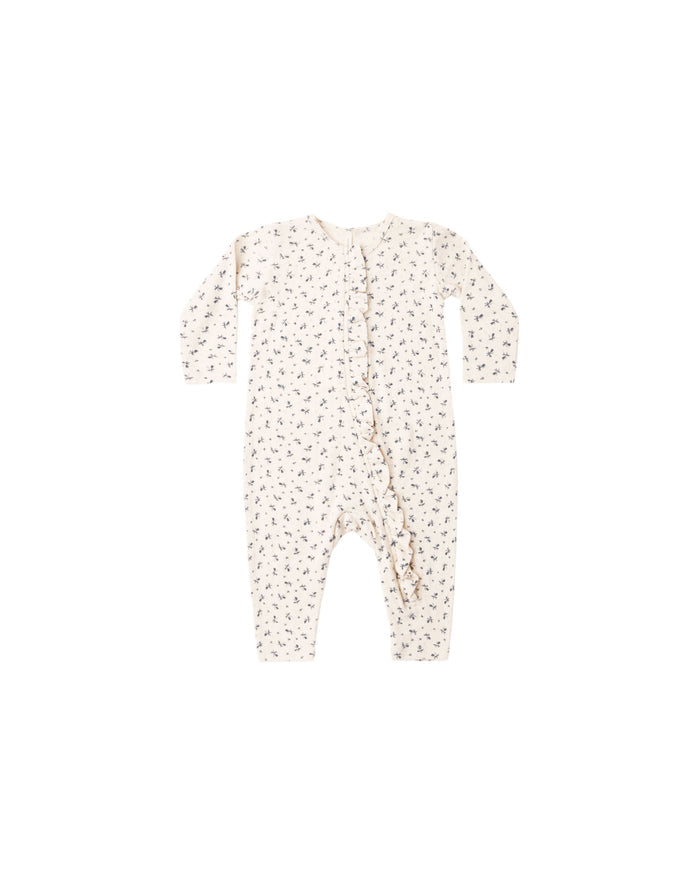 Quincy Mae Ruffle Jumpsuit - Blue Ditsy