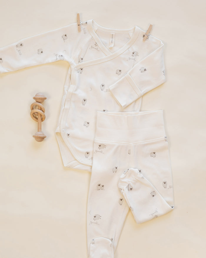 Quincy Mae Side Snap Bodysuit + Pant Set - Sheep