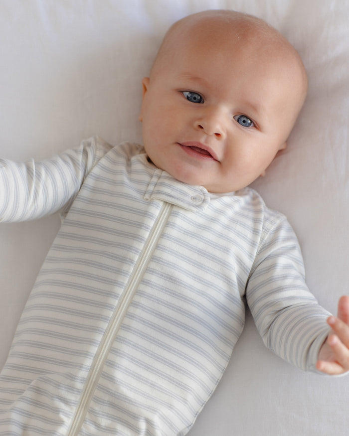 Quincy Mae Zip Long Sleeve Sleeper Footie - Cloud Stripe