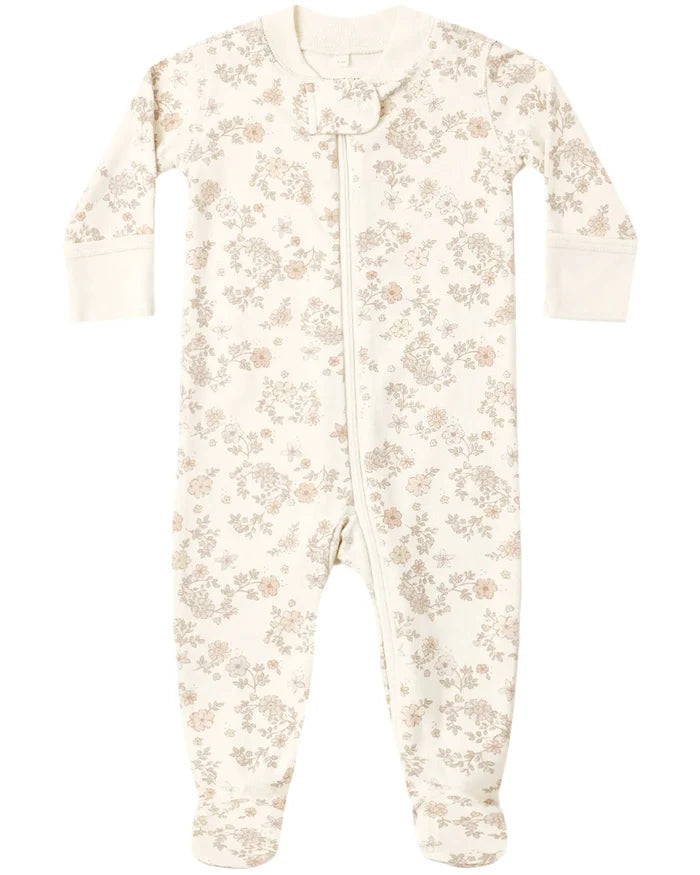 Quincy Mae Zip Long Sleeve Sleeper Footie - Floral Vine