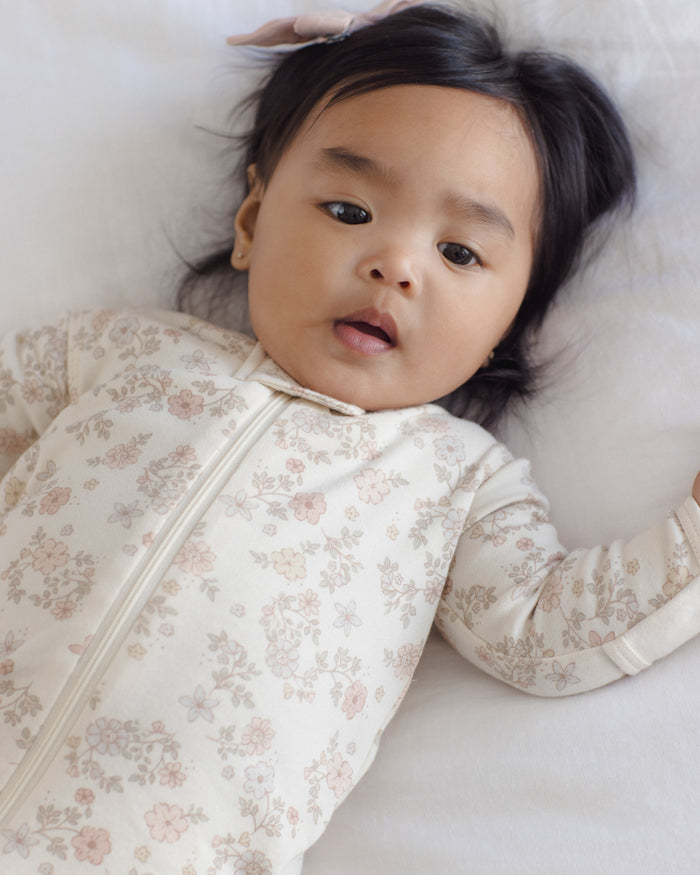 Quincy Mae Zip Long Sleeve Sleeper Footie - Floral Vine