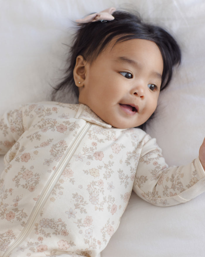 Quincy Mae Zip Long Sleeve Sleeper Footie - Floral Vine