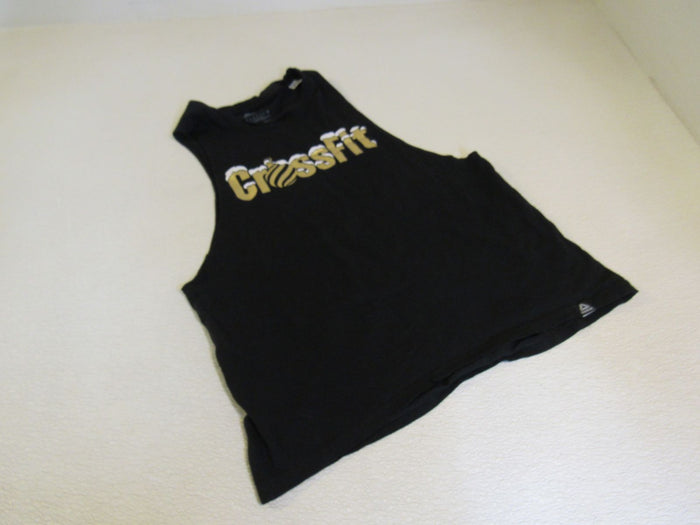 Reebok-Athletic-Tops-Black-with-Gold-Writing-Female-Adult-Size-S-Solid-314 2