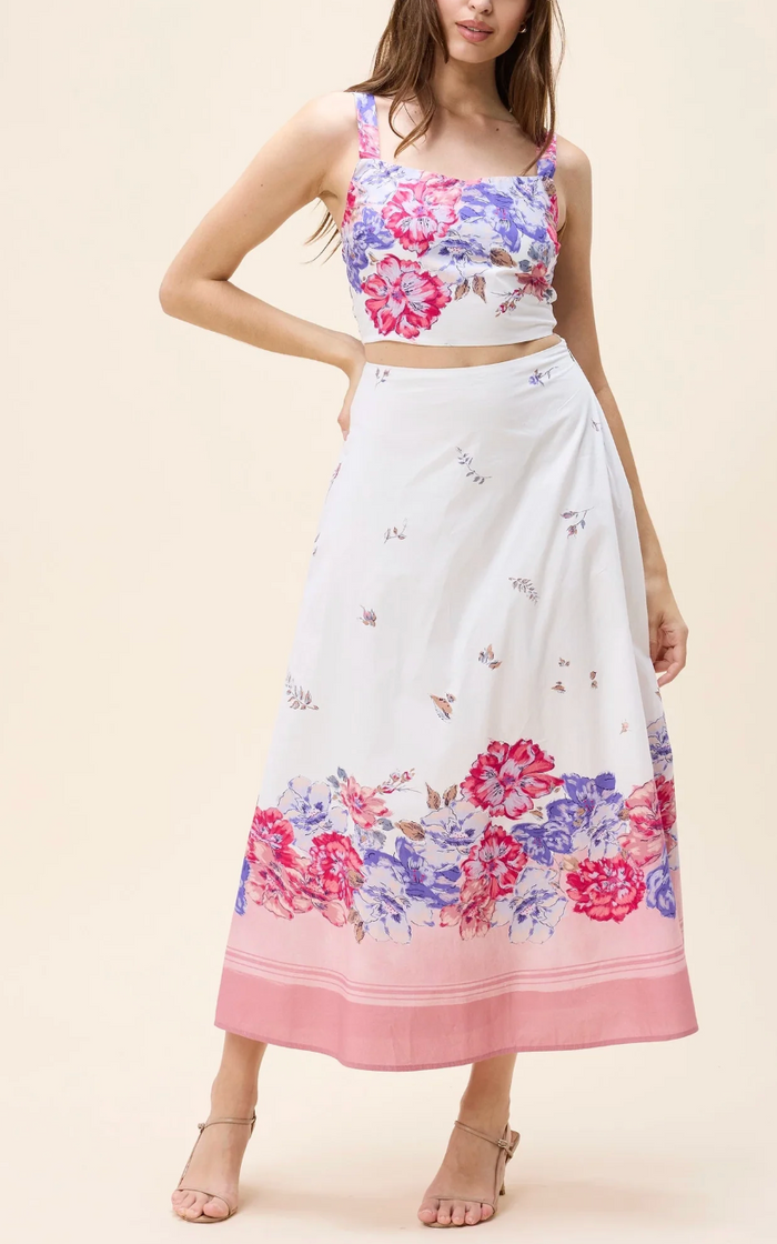 SHEA ANKLE SKIRT IN CAMELLIA PRINT