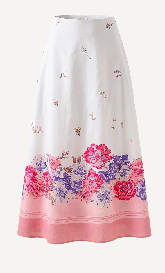 SHEA ANKLE SKIRT IN CAMELLIA PRINT