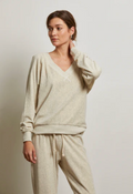 SINEAD RELAXED FRENCH TERRY VNECK SWEATSHIRT IN WHITE