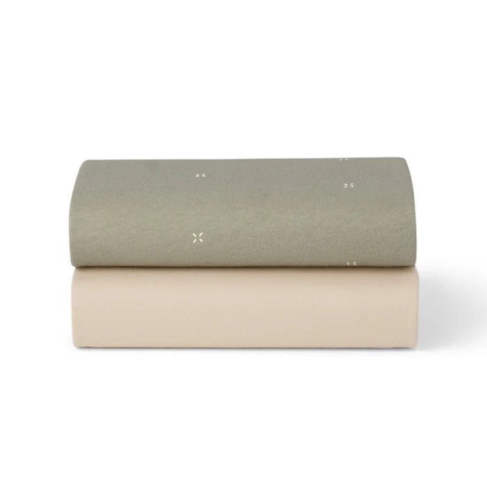 Bassinet 2 Pack Fitted Sheets - Sage Cross
