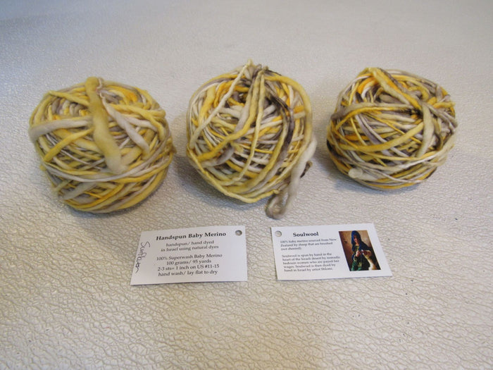 Soul-Wool-Handspun-Baby-Merino-Yarn-Sunflower-3-Balls-95-Yards-Each-790 3