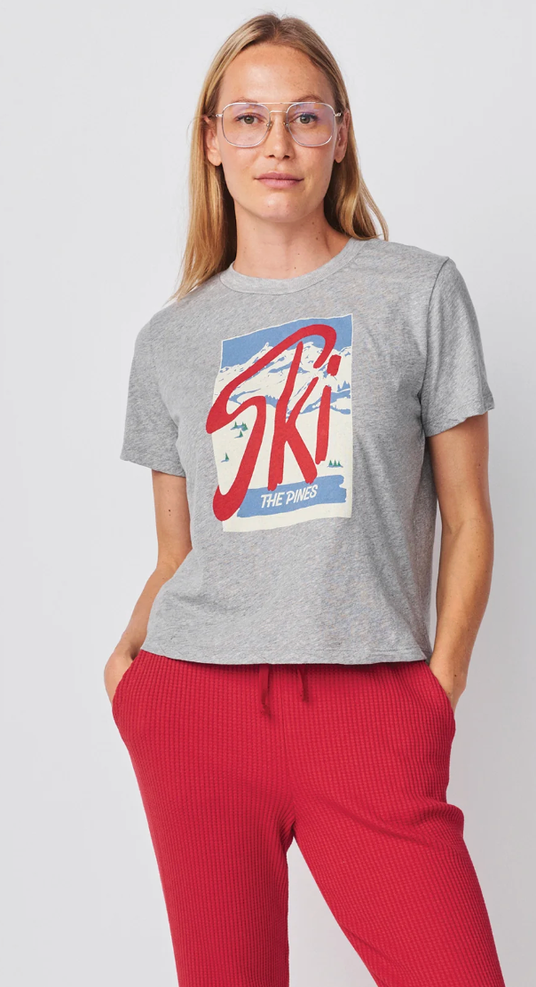 S/S BOXY CREW TEE - SKI THE PINES