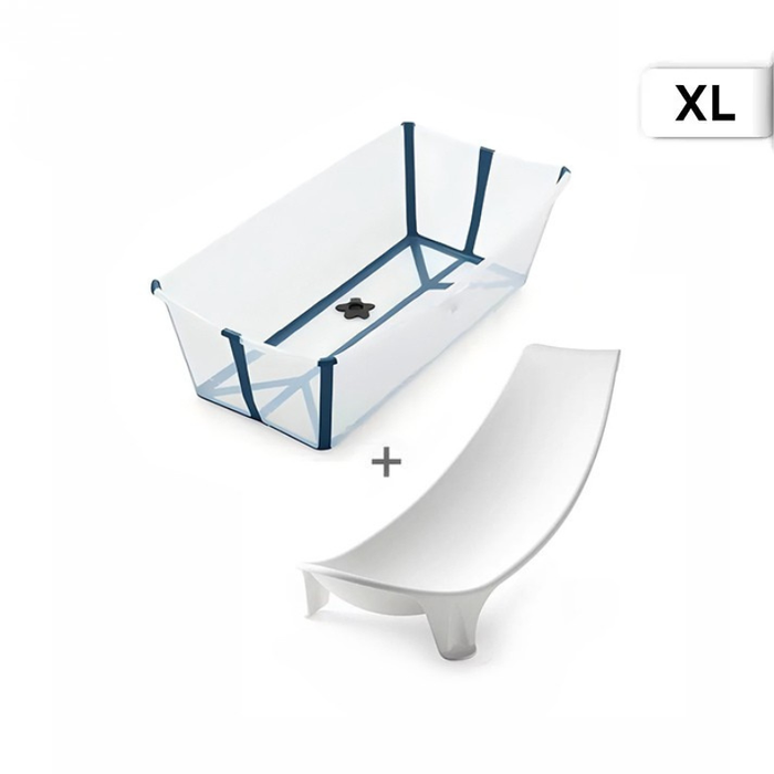 Stokke - Flexi Bath® Bundle Tub with Newborn Support XL (Transparent Blue, Gift Box)
